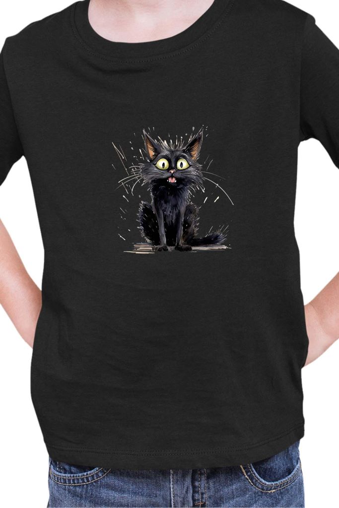 Kinder T-Shirt Funny Cats Breeds Mandalay Cat 025, 12-13 Jahr - 152 / Schwarz