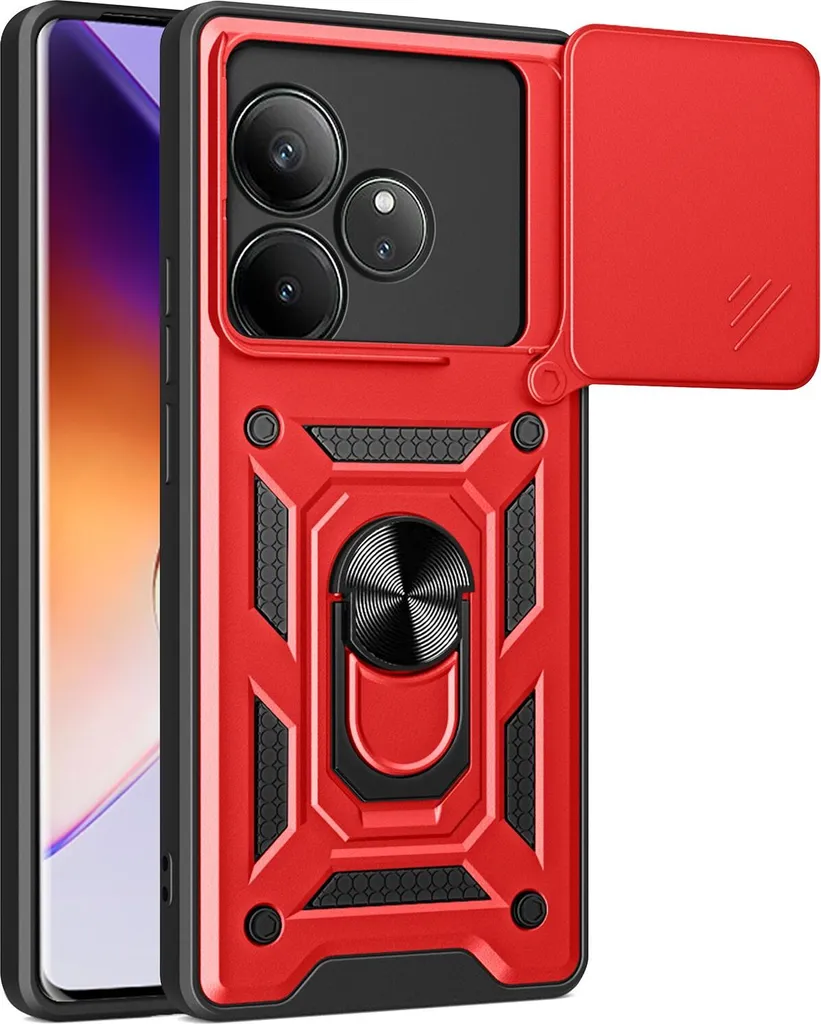 Custodia Protettiva per Realme GT 6T 5G: Bumper TPU Rosso e Supporto