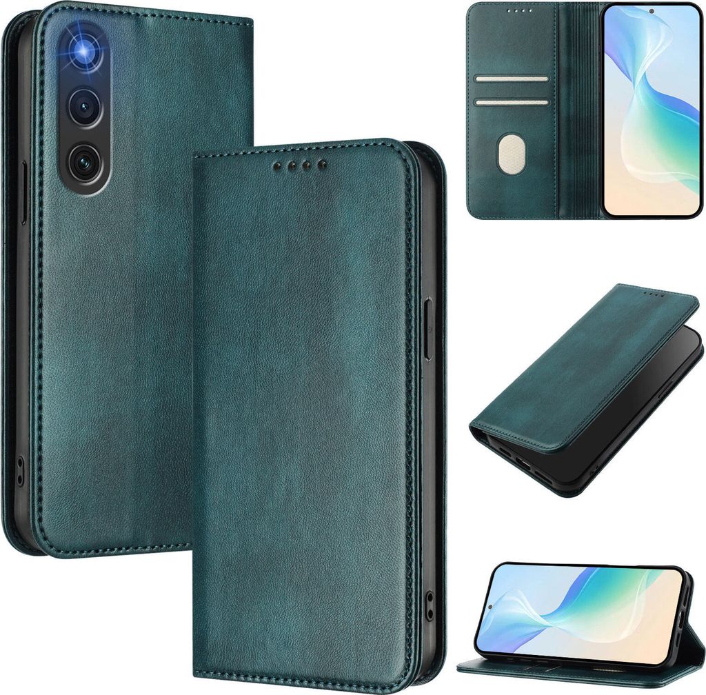 Handyhülle für ZTE nubia RedMagic 10 Air, Vintage Leder RFID Schutz Kartenfach Standfunktion Magnetische Klapphülle Grün