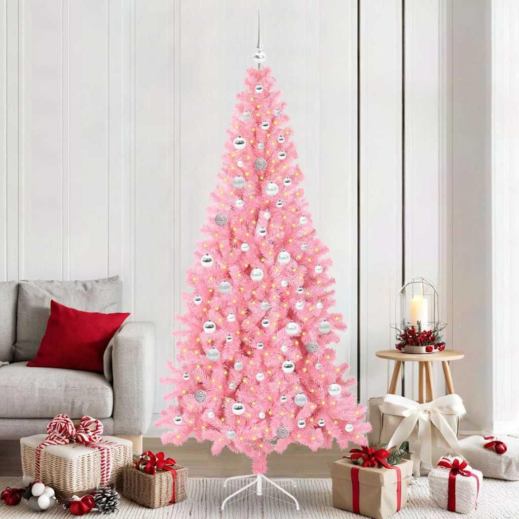"Schlussverkauf" Weihnachtsbaum(1 pc) - Kunstbaum/Tannenbaum - mit 300 LEDs mit Ständer Rosa 210 cm PVC C7680