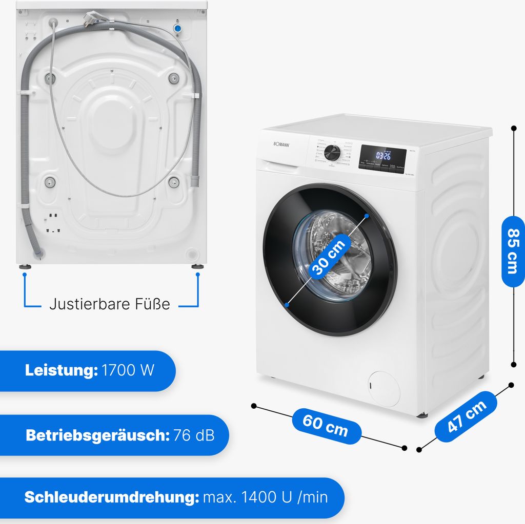 Bomann® Waschmaschine 7kg mit max. 1400 U/min und Produktbild 7