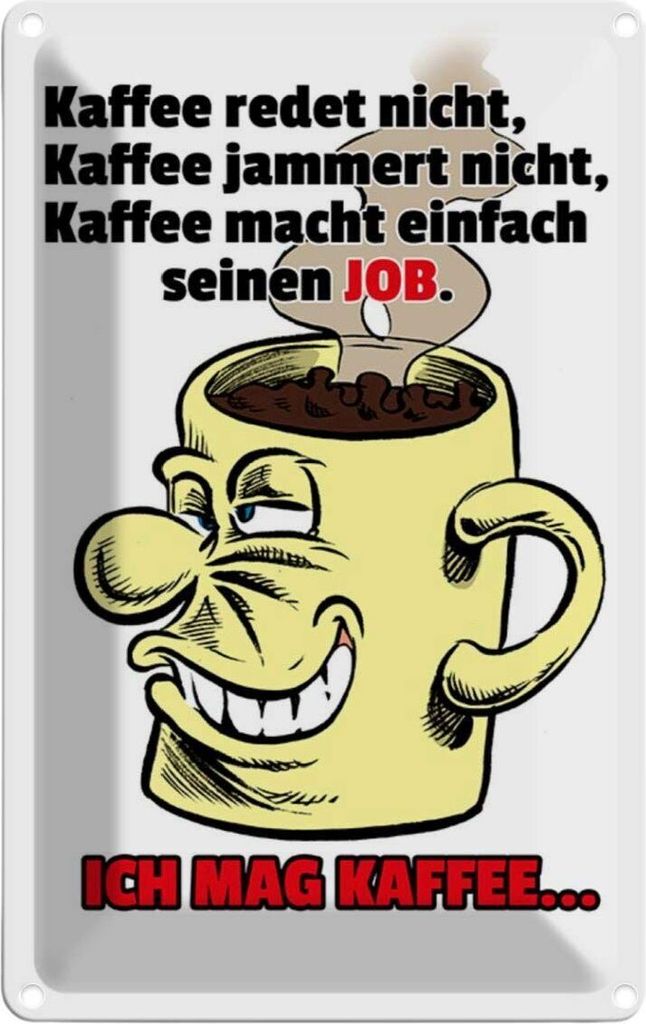 vianmo Blechschild 18x12 cm Kaffee redet nicht macht seinen Job Essen Trinken