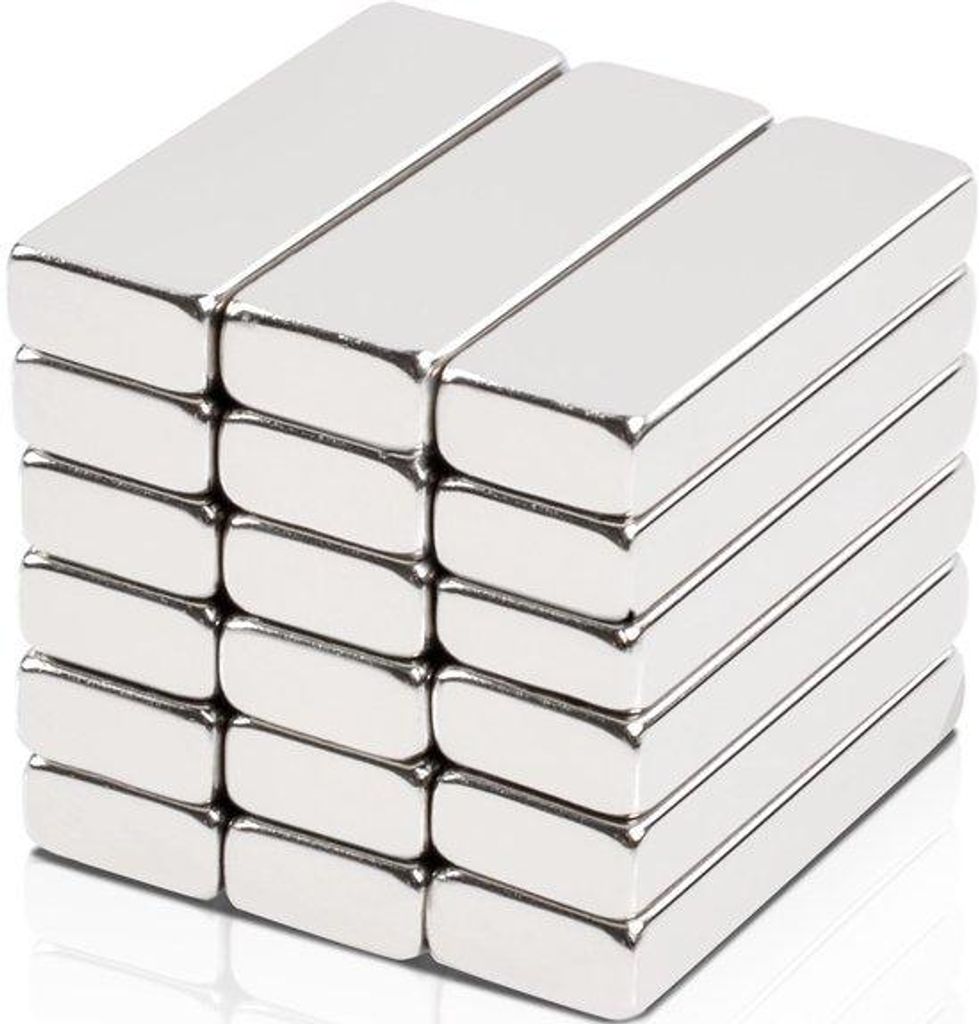 Starke Neodym Magnete, 30x10x5mm, Mini, Rechteckig, Weiß, Klebemagnete