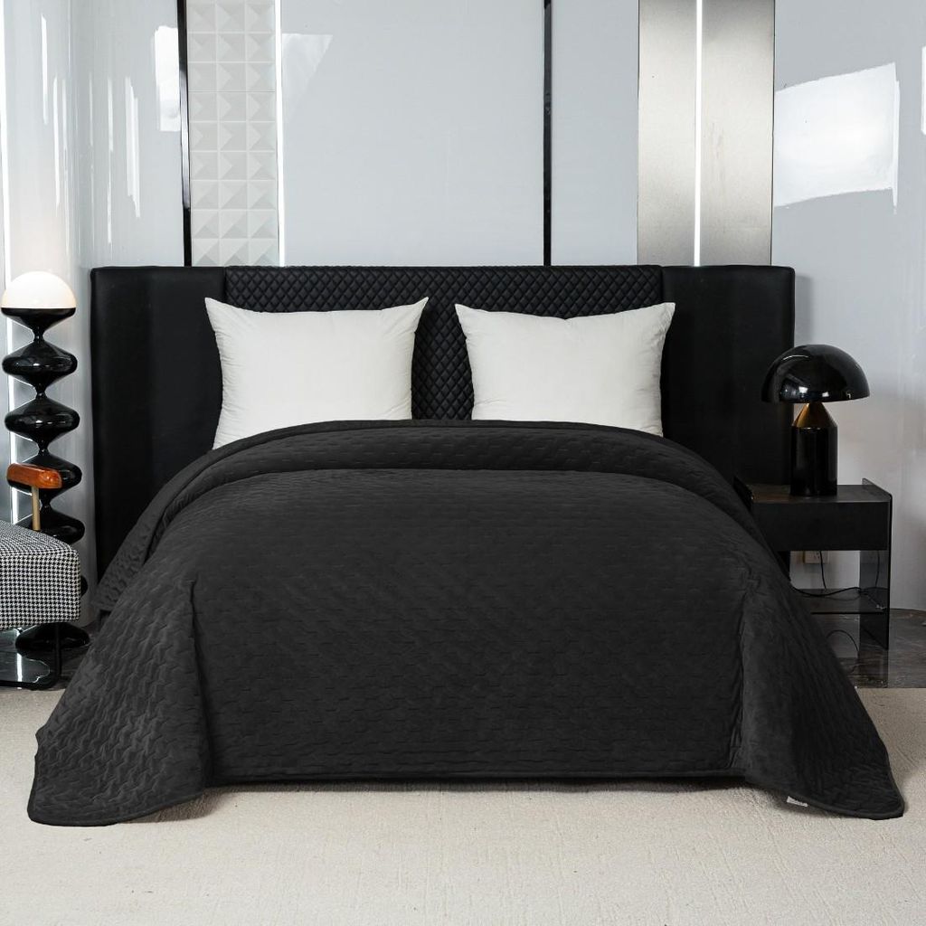 Elegante copriletto 170x210 cm con finiture nere Immagine del prodotto 