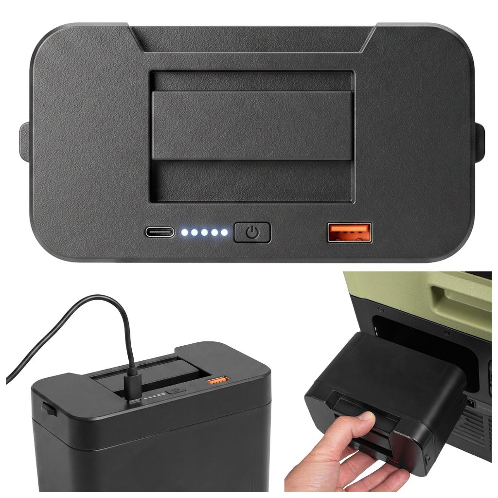 Vayox VA0438 Akku für Vayox VA-T37, TW37 Kompressor Kühlbox, 15600 mAh, USB-C, USB 3.0, Powerbank, 60 W, Schwarz
