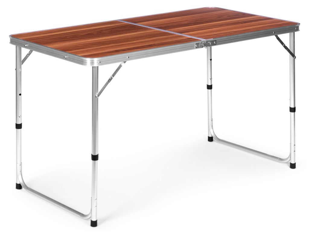 Tavolino da campeggio pieghevole, piano marrone, 120x60 cm, Immagine del prodotto 