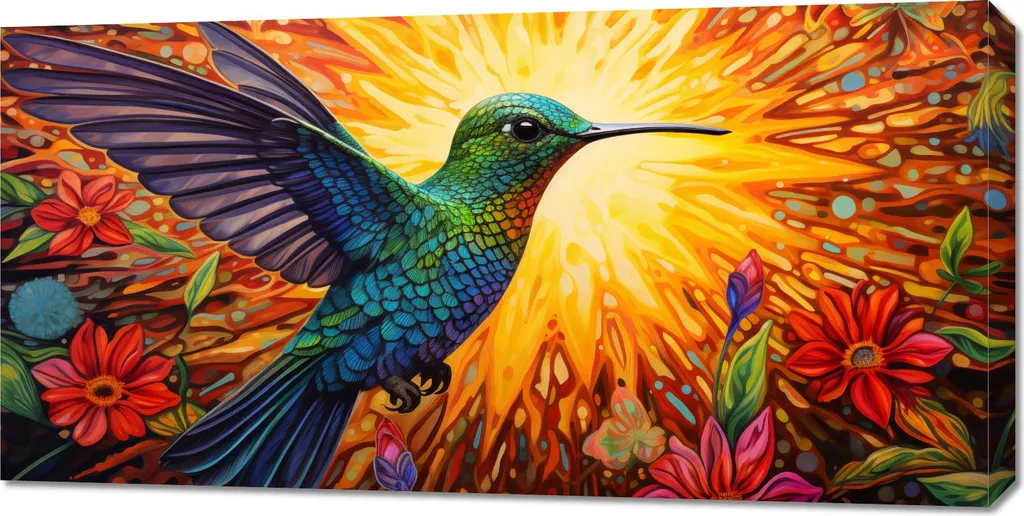 Décoration Murale Panoramique Colibri 100x50 cm Couleurs Tropicales