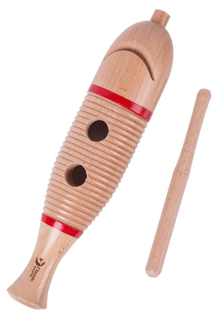 Instrument de Percussion Enfant Guiro en Bois pour Éveil Musical