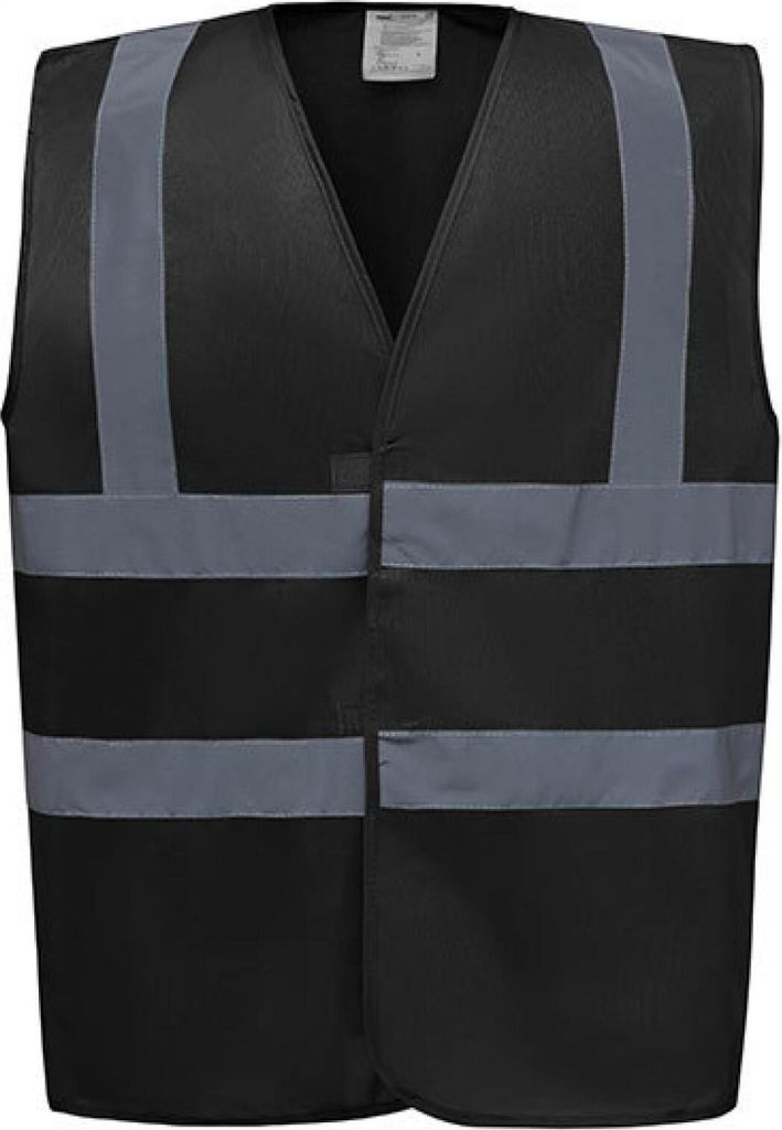 YOKO HVW100 | Sicherheitsweste High Visibility 2 Bands & Braces Waistcoat - Farbe: Black - Größe: XXL