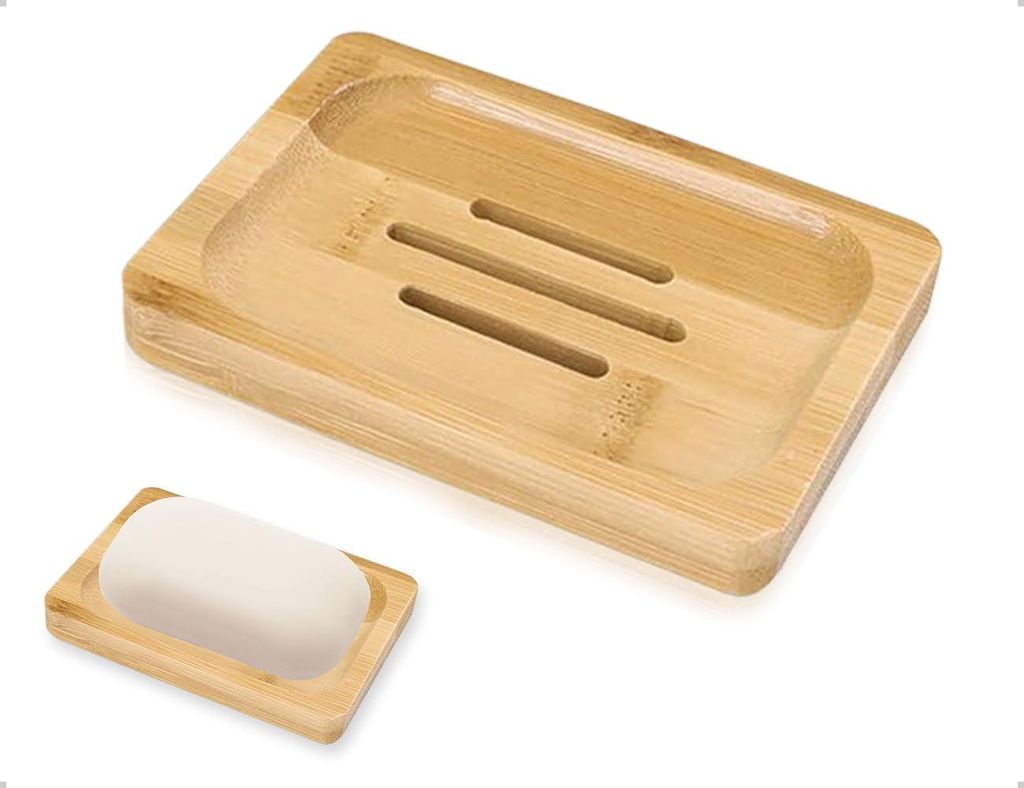 Rechteckige Seifenschale - Holz - 7,9 x 12 cm - Set von 1