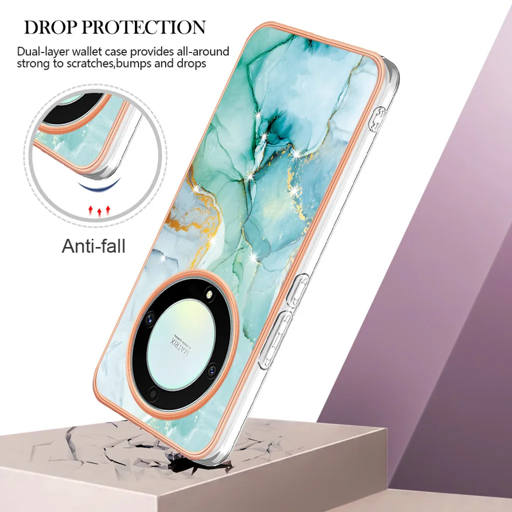 TEYYOS Cover Per Honor Magic5 Lite 5G - Custodia Protettiva Dual Layer (TPU + PC) Con Supporto Regolabile - Verde - 3