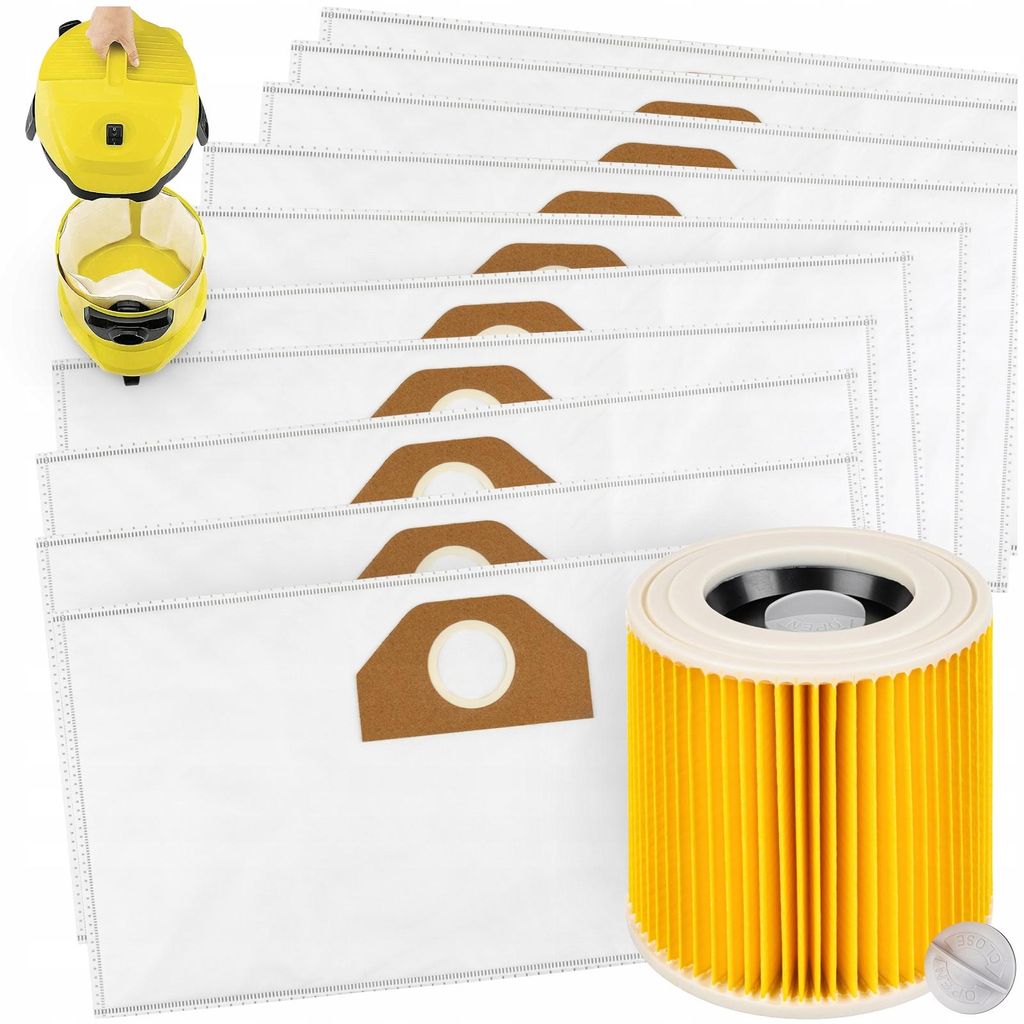 Kärcher WD3 Staubsaugerbeutel und Filter 10 Stück Vlies-Set Produktbild 