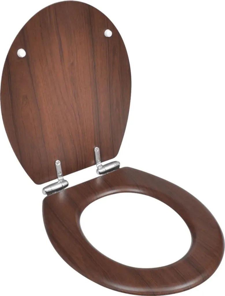 Copriwater in Legno MDF Marrone | Sedile WC Soft Close Design Retrò