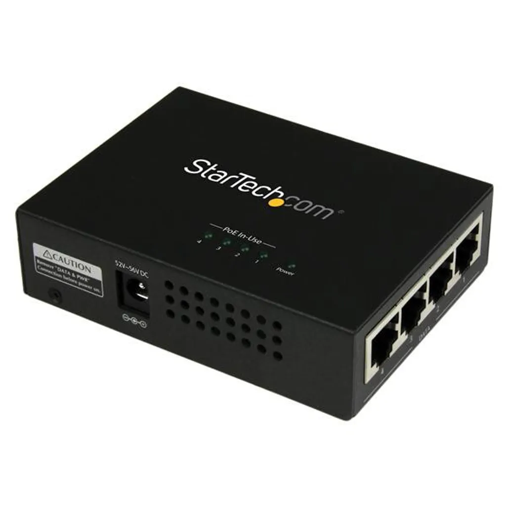 Injecteur PoE+ 4 Ports Gigabit 30W par Port High Power avec Hub Métal