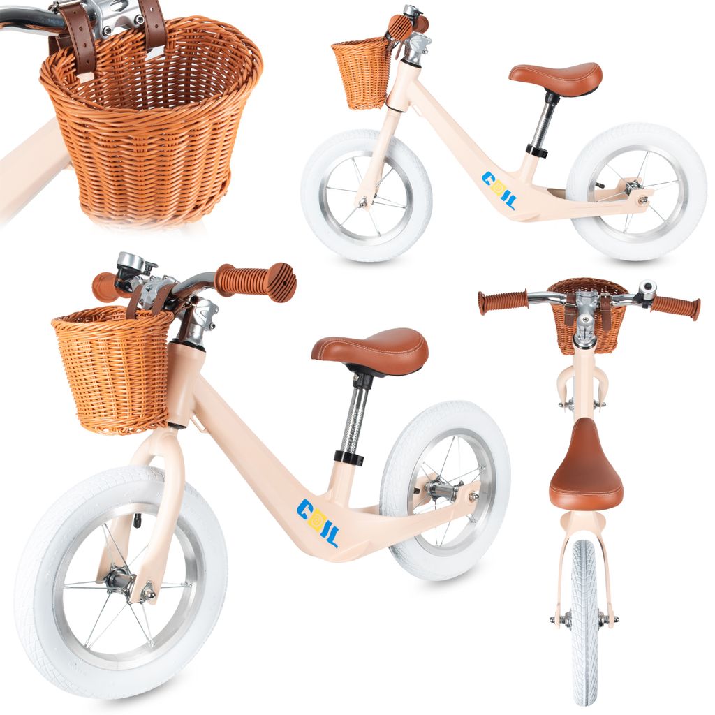 COIL Kinderlaufrad, Fahrrad-Laufrad Lauflernrad, Rutscher, Balance Bike, Rahmen aus Magnesiumlegierung, 12-Zoll-Lufträder, Korb, Klingel, Orange