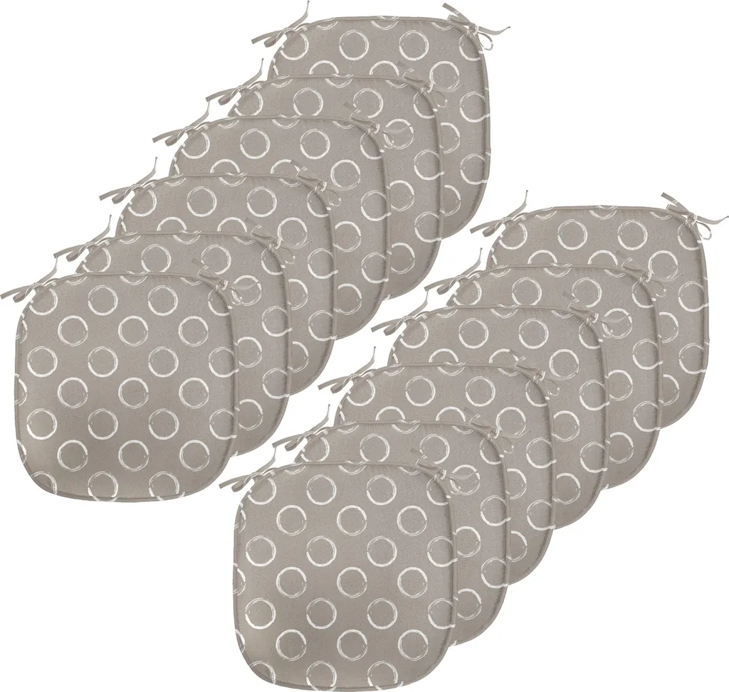 Coussin de Chaise Décoratif Imperméable à Sangles Lot de 12 Taupe 40cm