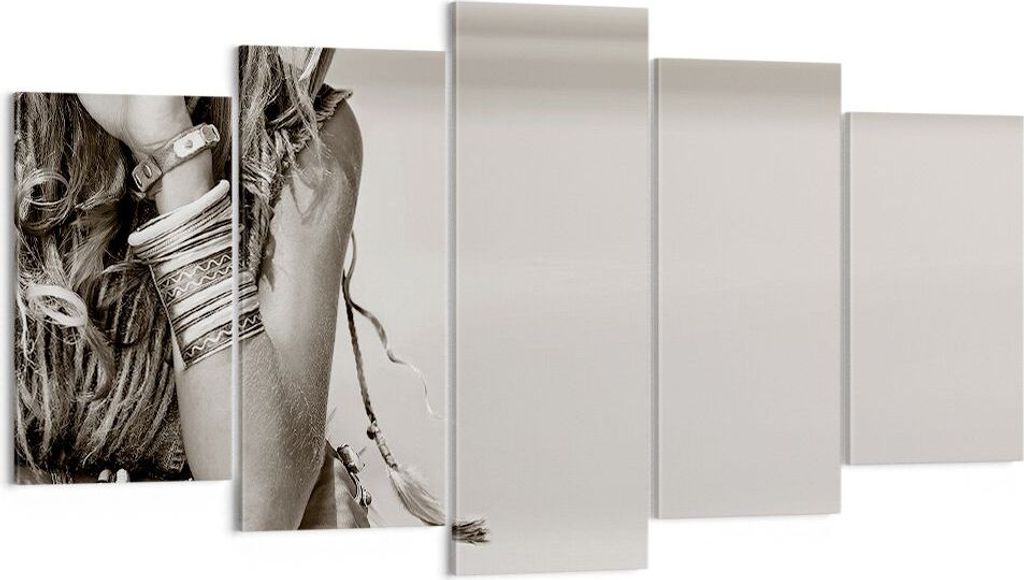 Bild auf Leinwand - Leinwandbild - 5 Teile - Frau Armband Jahrgang - 160x85cm - Wand Bild - Wanddeko - Wandbilder - Leinwanddruck - Bilder - Wandde...