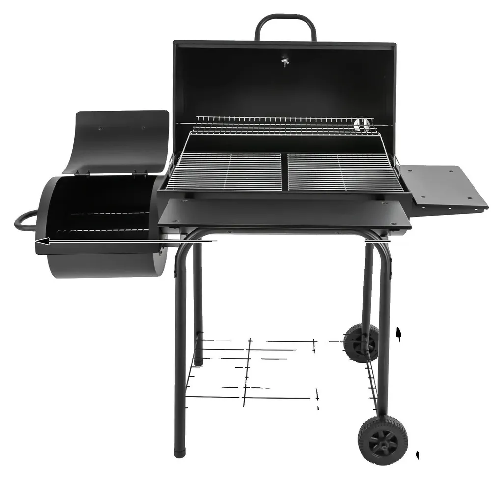 Barbecue jardin au charbon de bois noir idéal pour repas de famille