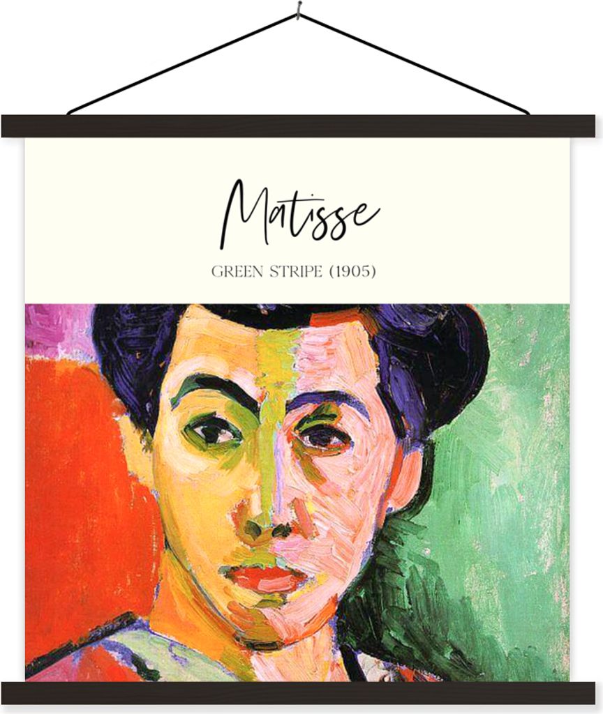 MuchoWow Textilposter Grüner Streifen (1905) - Henri Matisse - Alte Meister 60x60 cm mit schwarzem Rahmen - Posteraufhänger