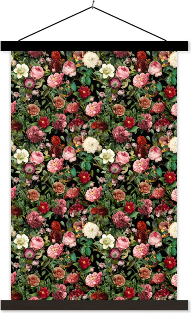 MuchoWow Textilposter Pfingstrose - Blumen - Collage 120x180 cm mit schwarzem Rahmen - Fotos