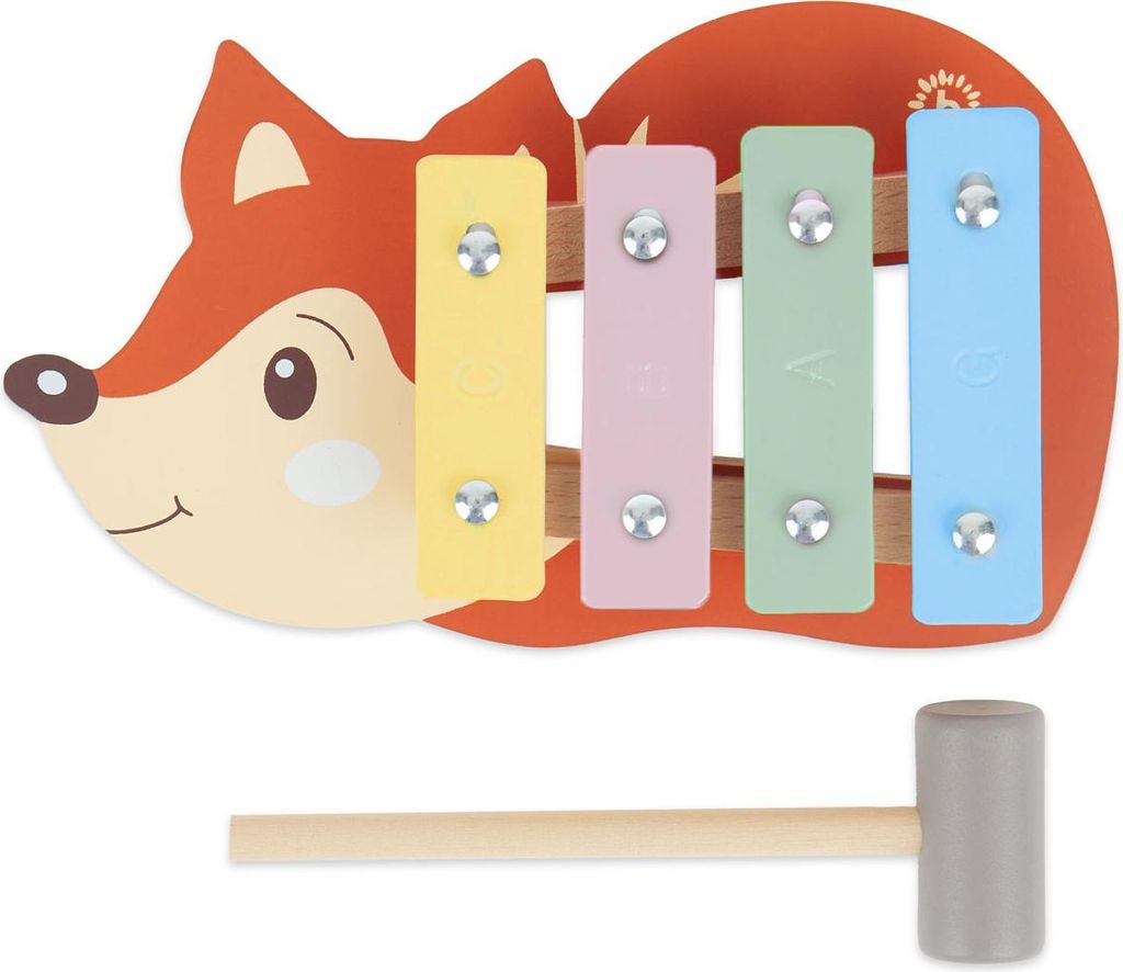 Bieco Mini Xylophon Baby Fuchs Kinder - Baby Spielzeug Fuchs Baby Xylophon - Glockenspiel für Kinder ab 1 Jahr - Baby Spielzeug Waldtiere - Xyloph...