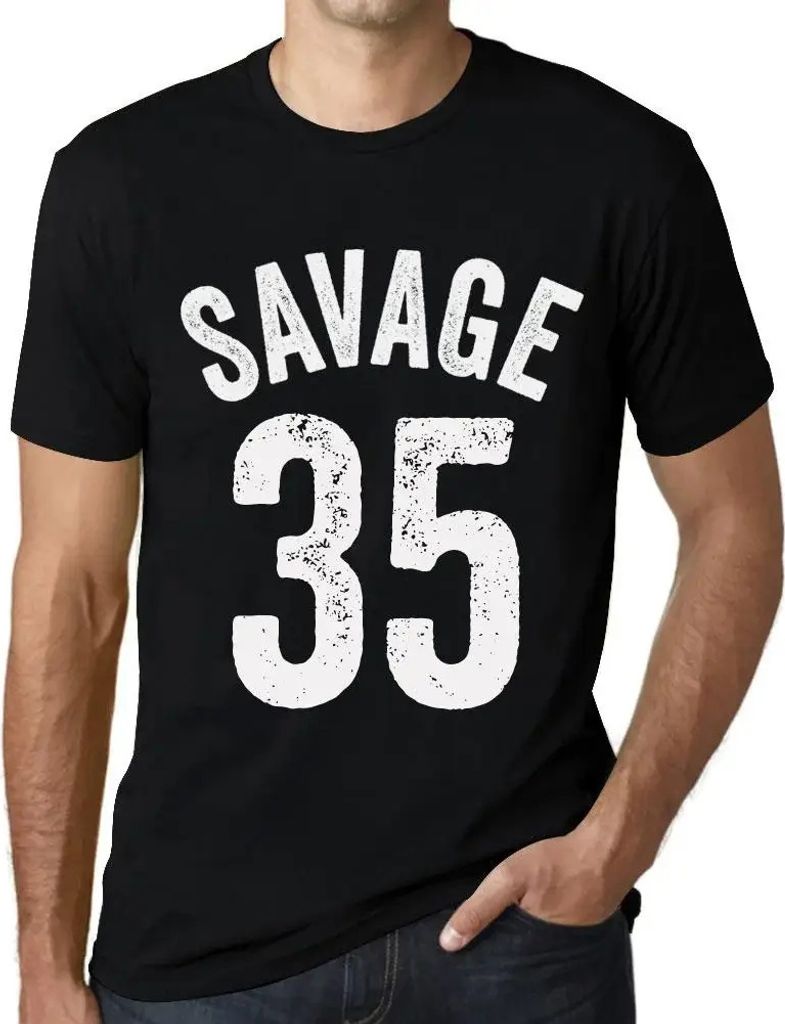 Herren Grafik T-Shirt Savage 35 Geschenk 35. Geburtstag Jahrestag 35 Jahre Jubiläum 35 Jährige Mann Jahrgang 1989 Kurzarm Lustige Druck