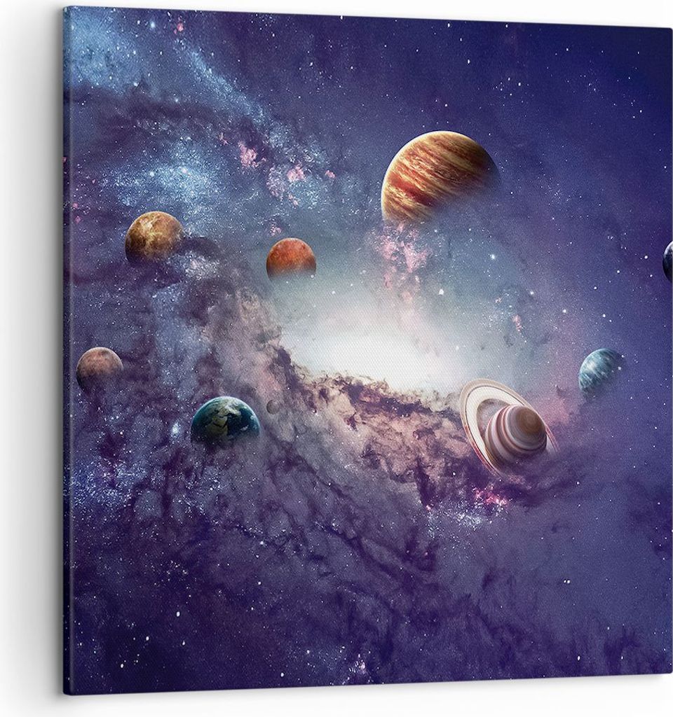 Bild auf Leinwand - Leinwandbild - Einteilig - Kosmos Planeten die Sterne - 50x50cm - Wand Bild - Wanddeko - Wandbilder - Leinwanddruck - Bilder - ...