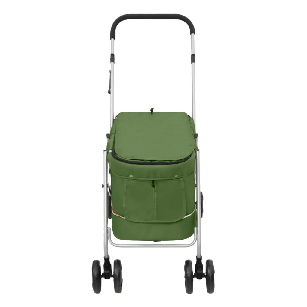 Chariot Chien Pliable Vert Toile 100x49x96 cm - Pliage Compact et Robuste