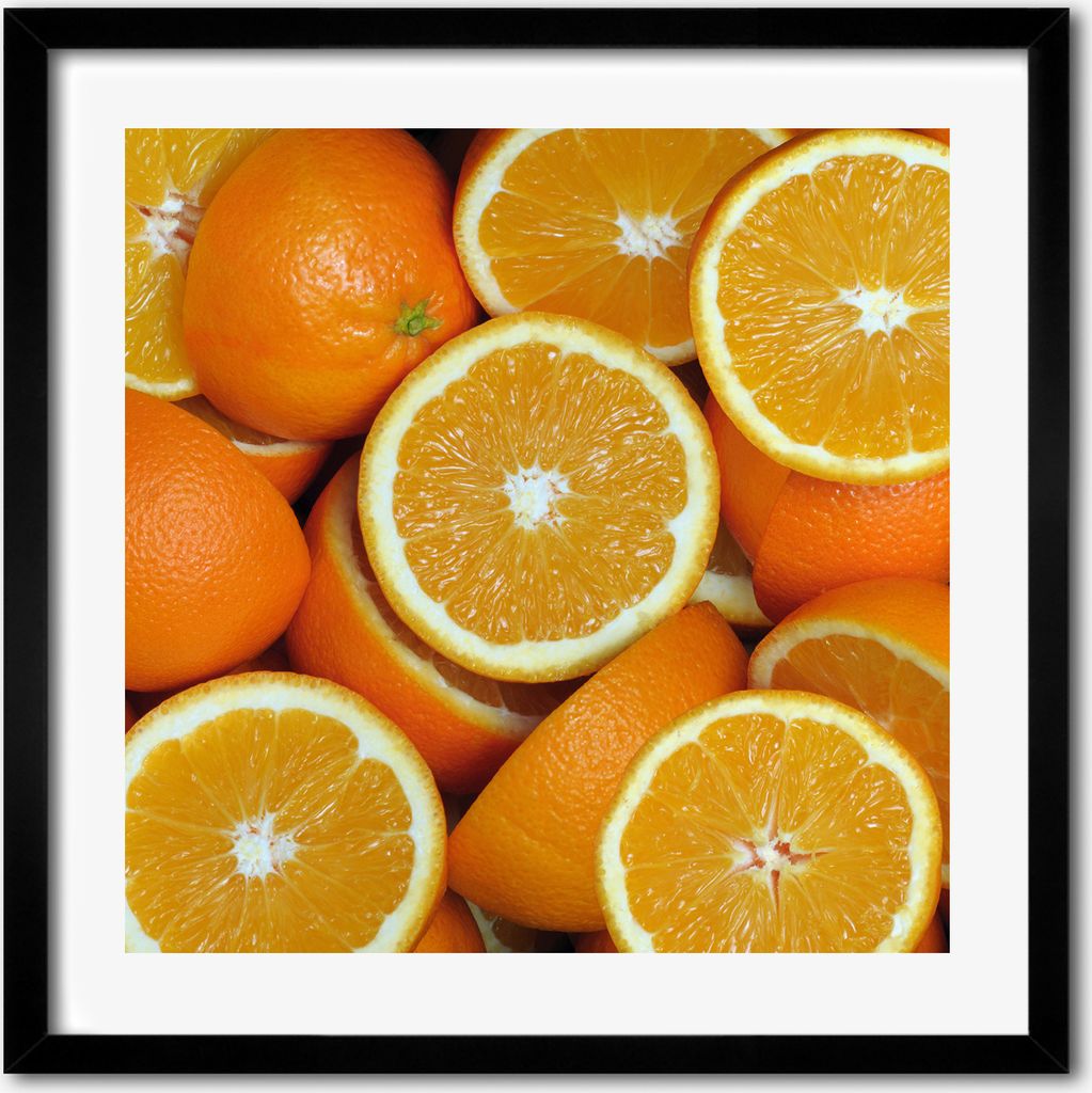Bild - 50 cm x 50 cm - MDF - Rahmen, Wandkunst - Hälften einer Orange