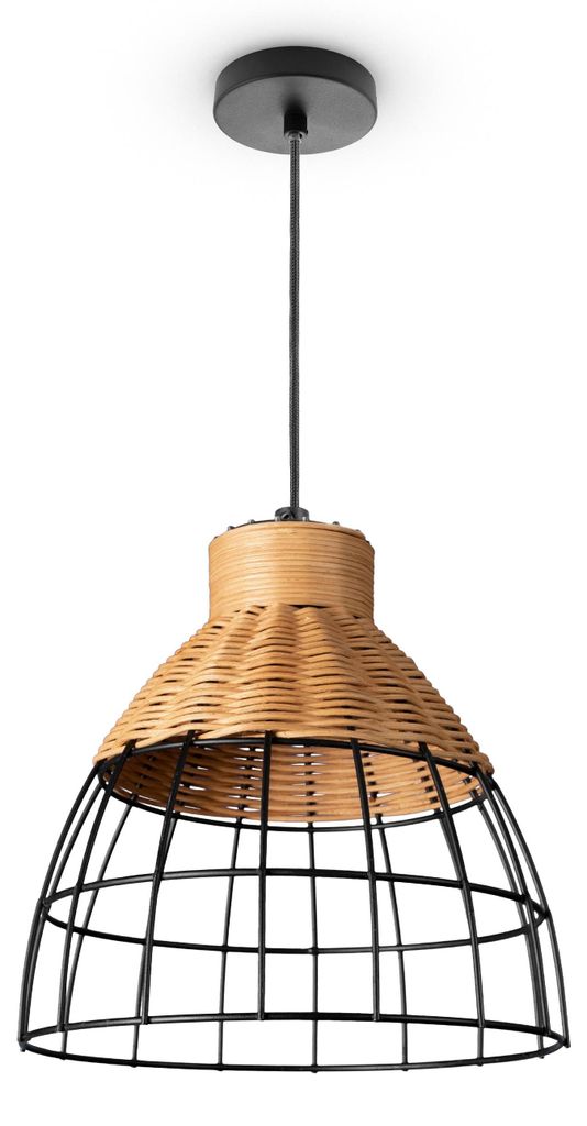 Rattan Pendelleuchte Wohnzimmer Tischleuchte Boho Käfig Produktbild 