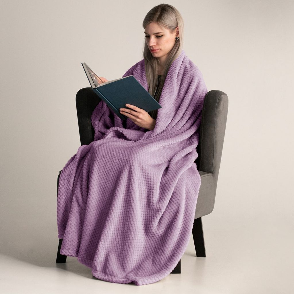 Kuscheldecke Fleece kuschelig weich Tagesdecke 150 x 200 cm - Lila