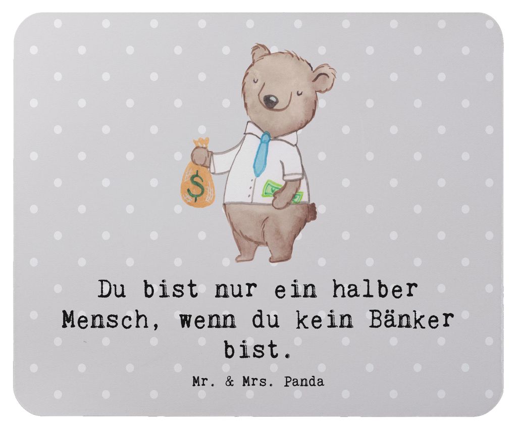 Mr. & Mrs. Panda Mousepad Bänker Herz - Grau Pastell - Geschenk, mousematte, Beruf, Mouse Pad, Witzig, Spruch, computer mauspad, laptop, Ausbildun...
