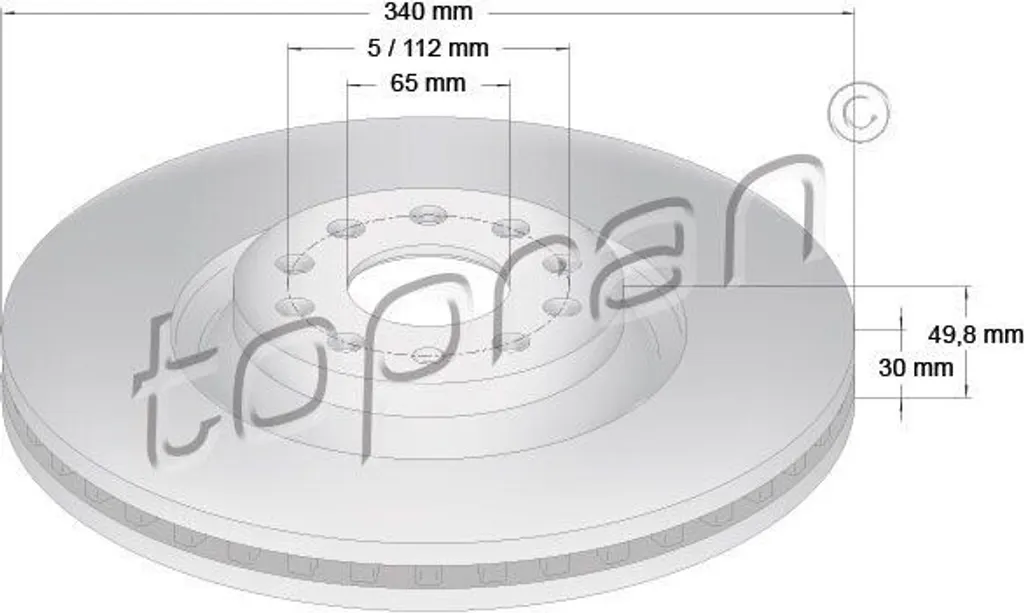 Disque de frein avant ventilé pour Audi Q3 et Seat Leon 5F - Qualité OE
