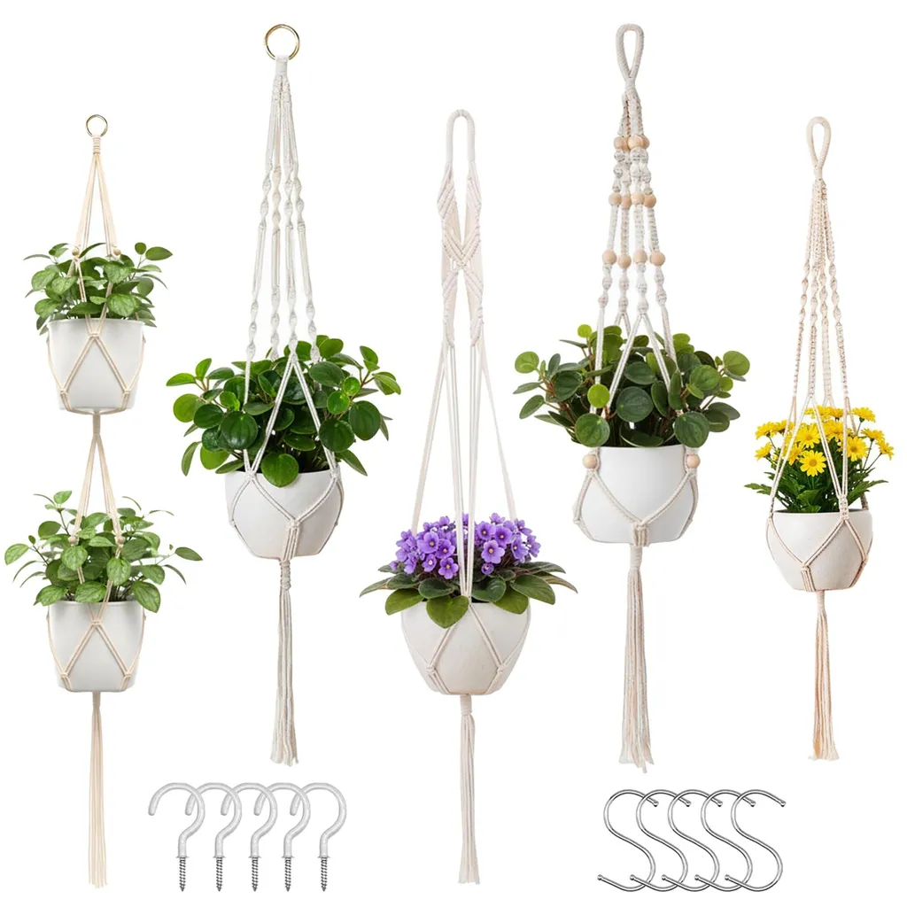 Suspension plantes pour gain de place - Kit complet de 5 supports en coton
