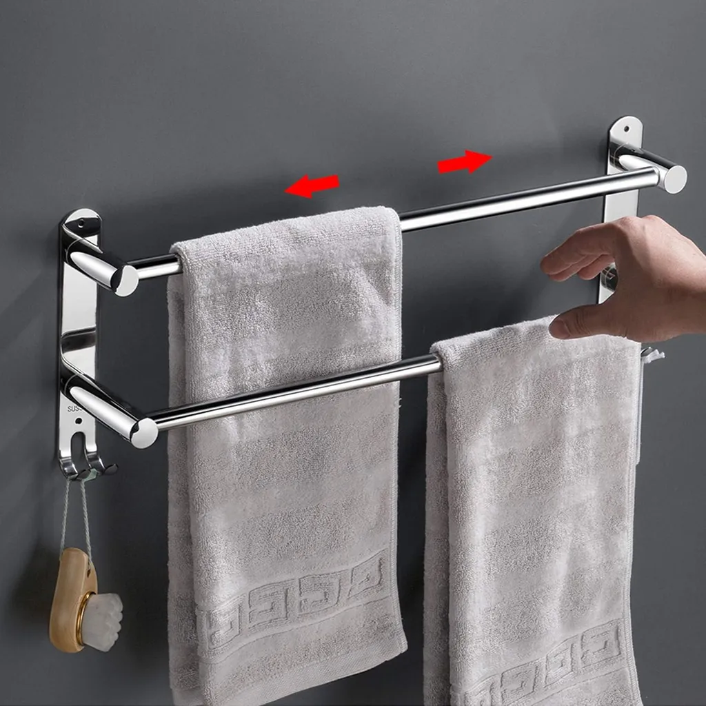 Porte-serviettes extensible en acier inoxydable mural de 43 à 76 cm