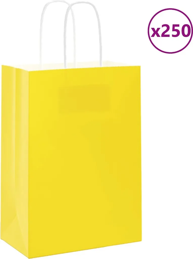 Set 250 Shopper Carta Gialla 15x8x21 cm Manici Ritorti - Modello 2025
