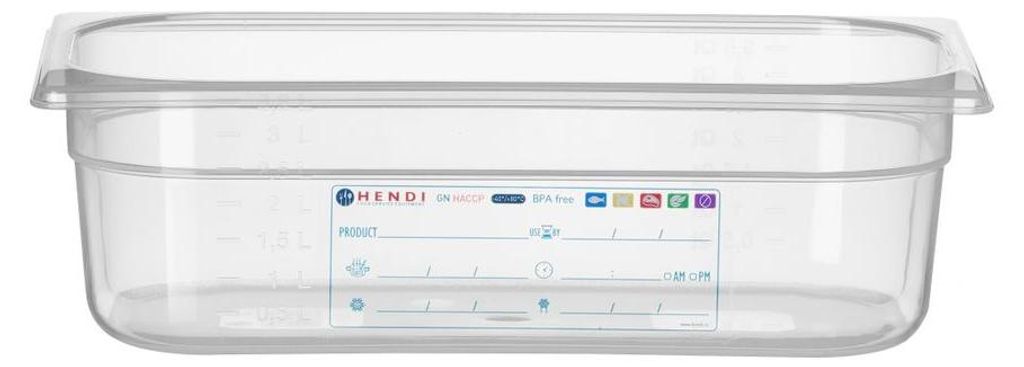 HENDI Contenitore gastronorm 1/3, GN 1/3, 4L, trasparente, Immagine del prodotto 