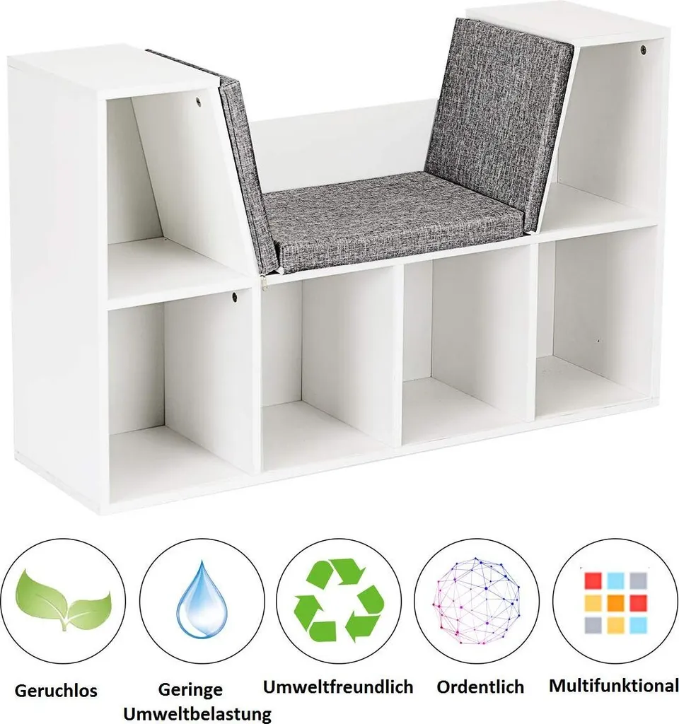 Bibliothèque Blanche de Rangement à Cubes avec Coussin pour Salon 103cm - 2