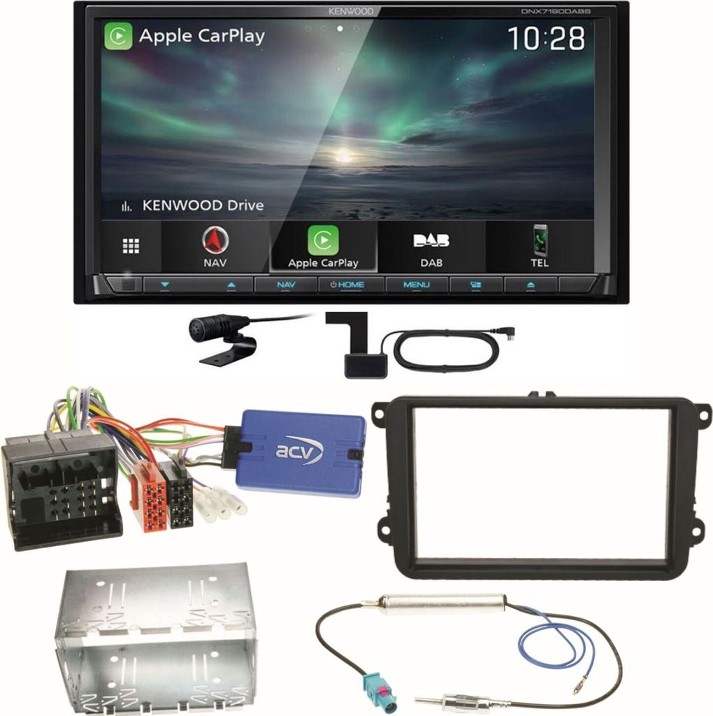 Kenwood DNX-7190DABS Android Auto DVD Einbauset für Seat Alhambra Altea XL Leon