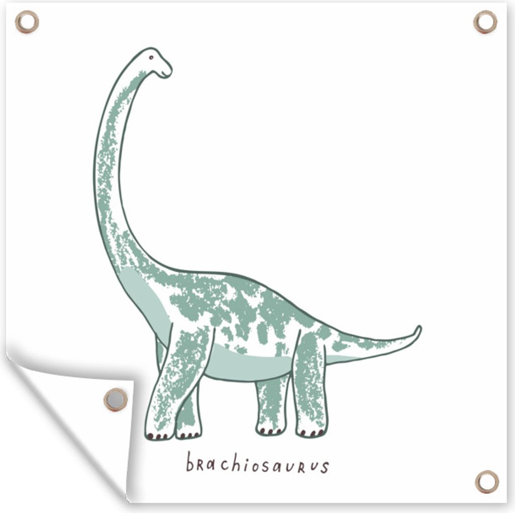 MuchoWow 100x100 cm Outdoor-Poster Gartendeko Sichtschutz Garten Poster für den Garten Kinderzimmer - Dinosaurier - Brachiosaurus - Junge - Mä...