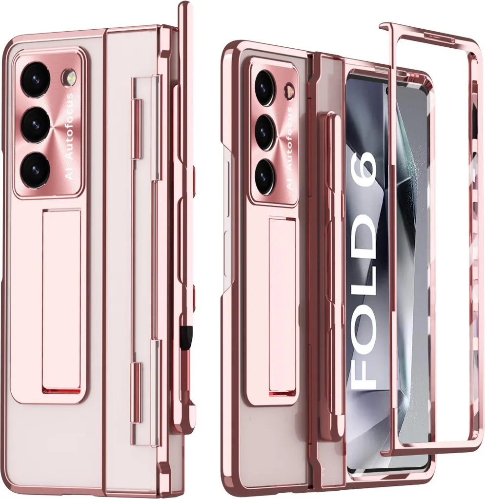 Cover Samsung Z Fold 6 Trasparente con Penna | Oro Rosa Chic