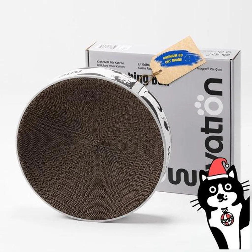 Griffoir chat pour grand chat XL 46 cm, Panier de repos et Herbes