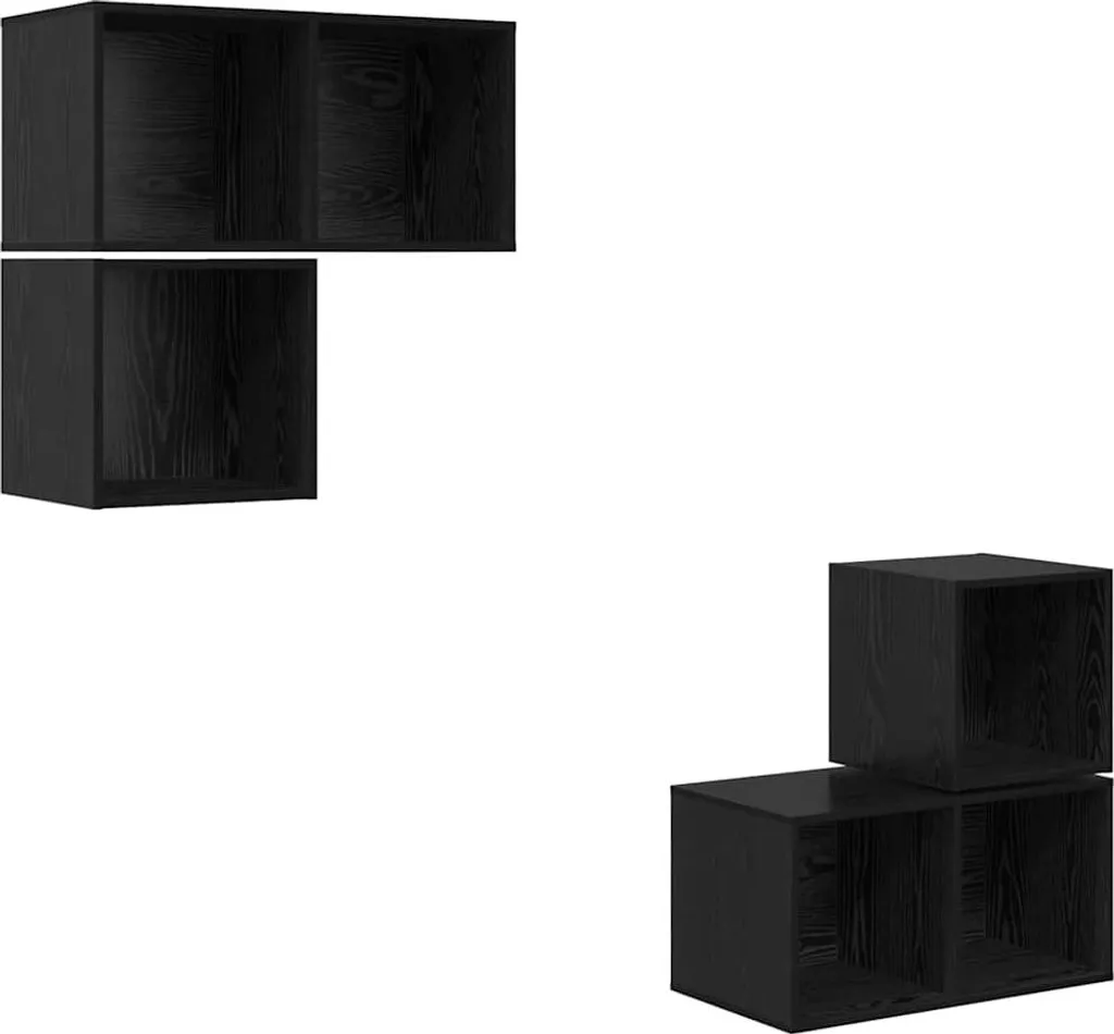 Mobile TV Sospeso Rovere Nero vidaXL | Set 4 Pezzi Design Soggiorno