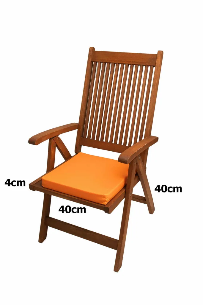 Cuscino Sedia Giardino 40x40 Arancione Set 2 Pezzi - Imbottitura 4cm Extra - 2