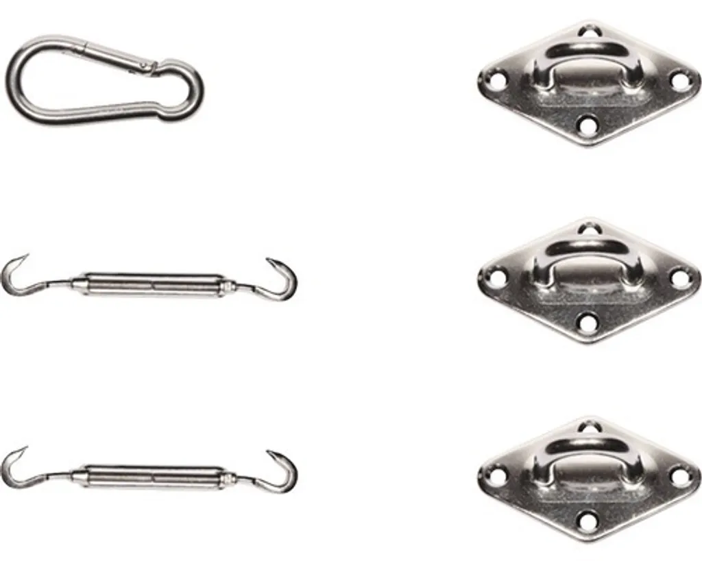 Kit fixation voile ombrage 3 angles inox pour terrasse - Siena Garden