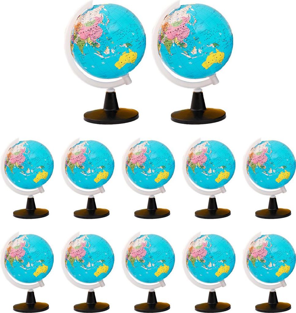 12-teiliges Lernglobus-Set für Kinder – 8,6 cm Mini-Globus mit drehbarem Display & Ständer, ideal für Geographieunterricht