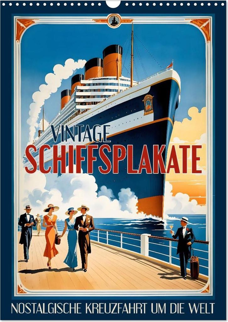 Vintage Schiffsplakate - nostalgische Kreuzfahrt um die Welt (Wandkalender 2027 DIN A3 hoch), CALVENDO Monatskalender