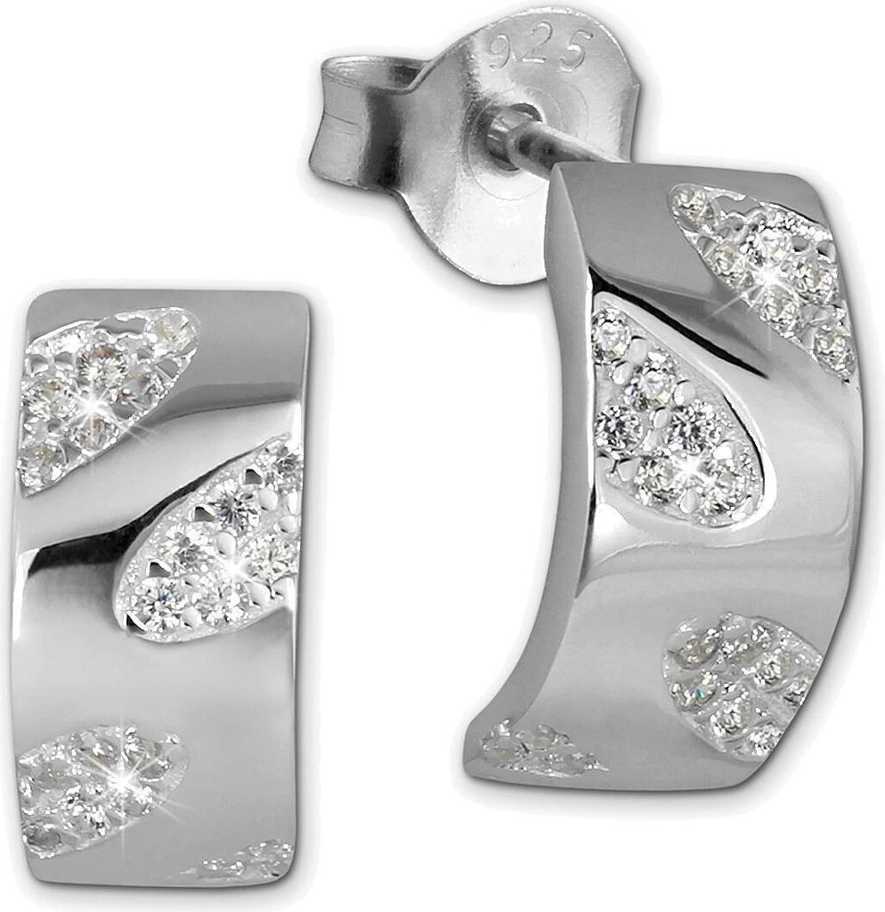 SilberDream Ohrstecker Silber Schmuck weiß Blätter Zirkonia Ohrringe SDO4274W