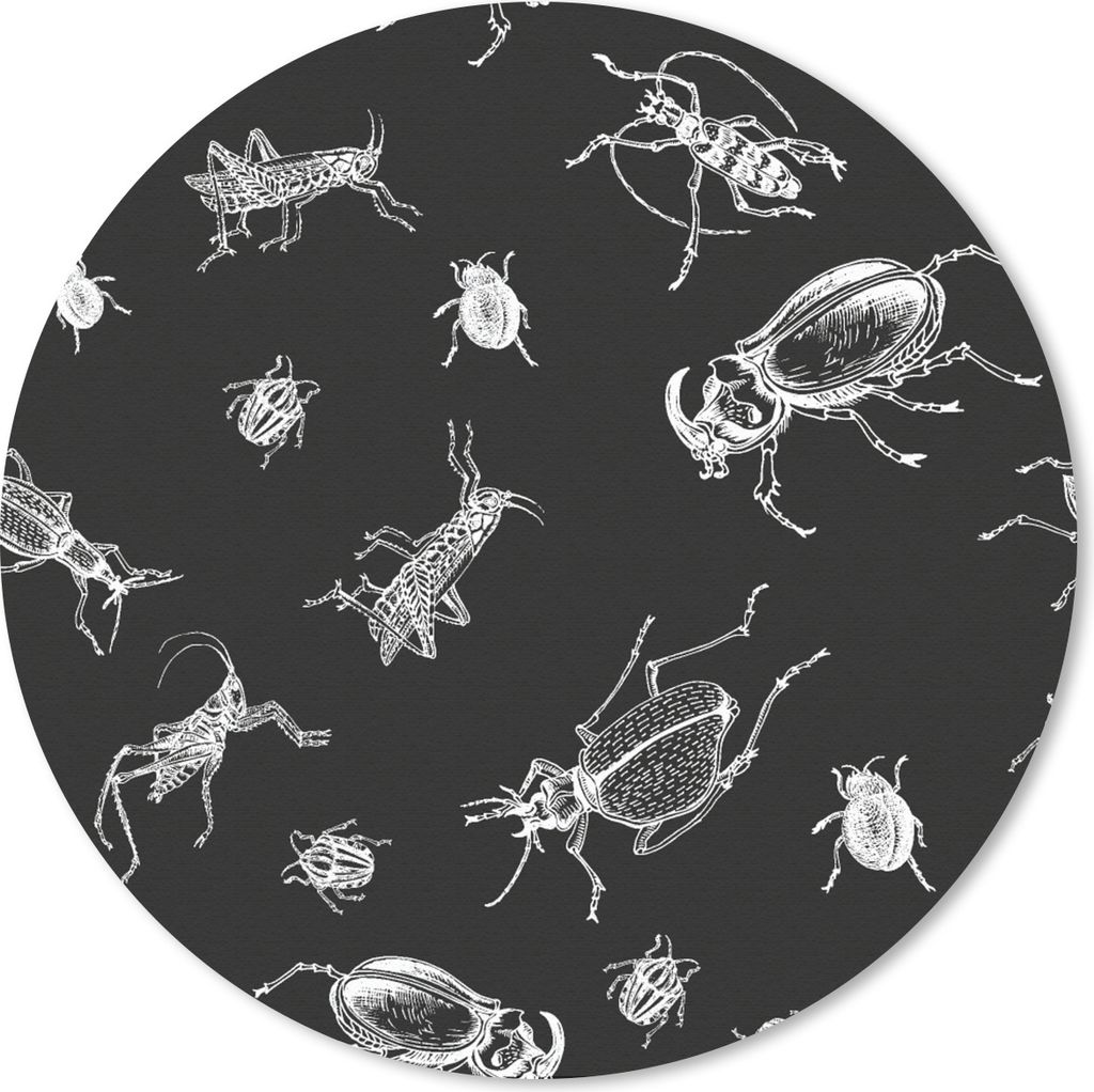 MuchoWow Mauspad Mousepad Muster - Insekten - Schwarz und Weiß 20x20 cm - Mousepads - Maus Mat - Pad - Mausunterlage - Schreibtischmatte