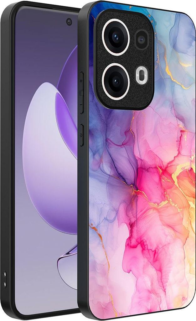 Smartphonica Telefon Fall geeignet für Oppo Reno 13 Pro mit Marmor-Druck - TPU zurück Abdeckung Fall Marmor-Design - Regenbogen